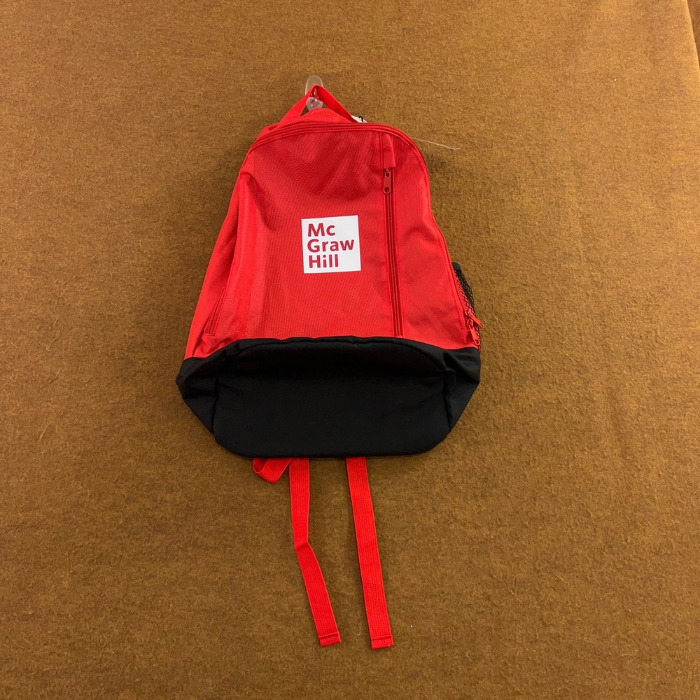McGraw Hill Unisex OS Red Black Logo Promotional Zippered Backpack